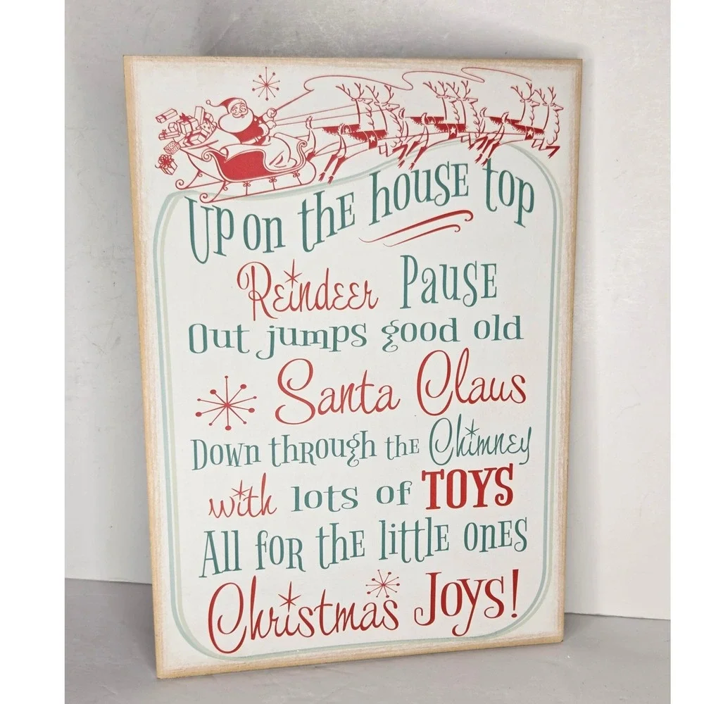 Ashland Christmas Up On The House Top Wood Wall Decor Sign Vintage Retro Style